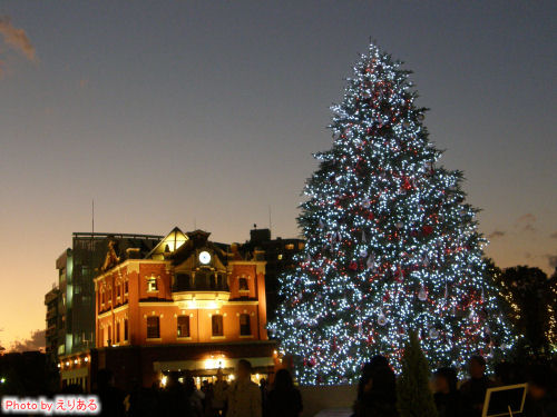 恵比寿ガーデンプレイスのエントランスパビリオンとクリスマスツリー