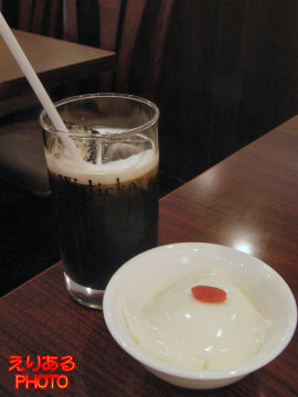 アイスコーヒーと杏仁豆腐