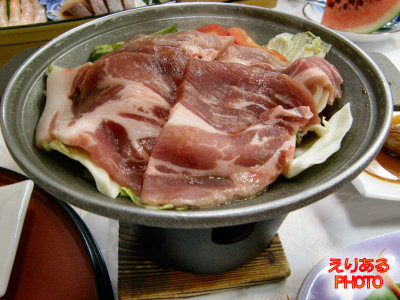 夕食のお肉と野菜の陶板焼き＠館山シーサイドホテル