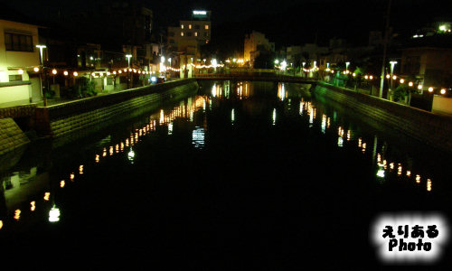大宮橋から見た夜の金倉川