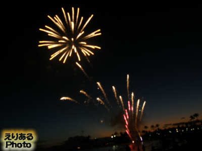 ヒルトン・ハワイアン・ビレッジのビーチの花火