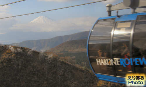 箱根ロープウェイ大涌谷付近から見た富士山