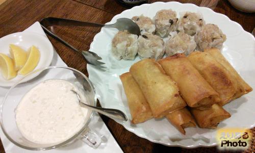 中国家庭料理　菜工房　大皿料理のコース料理　点心二種盛り合わせ