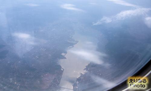 飛行機から見た琵琶湖