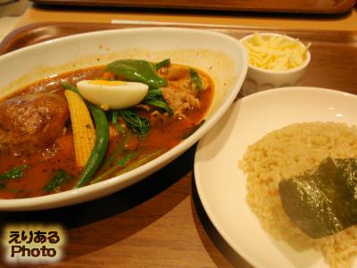 もち豚とほうれん草のスープカレー＠カレー食堂 心 ヨドバシAkiba店