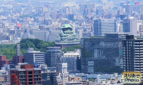 梅田スカイビル 空中庭園から見た大阪城天守閣方向
